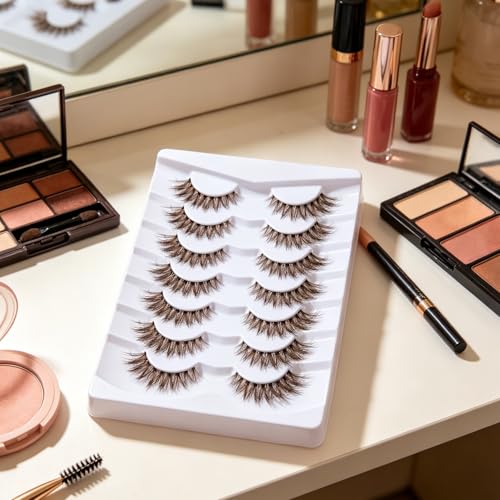 Brown False Eyelashes 7 Pairs Natural Wispy 3D Lashes