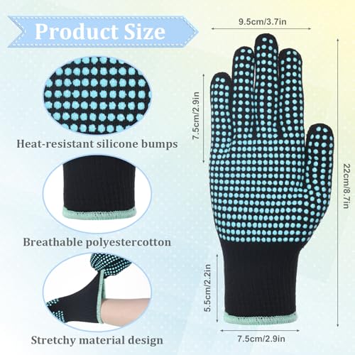 Heat-Resistant Gloves for Hair Styling & Sublimation - Combed Cotton, Silicone Dots, 2 Pack