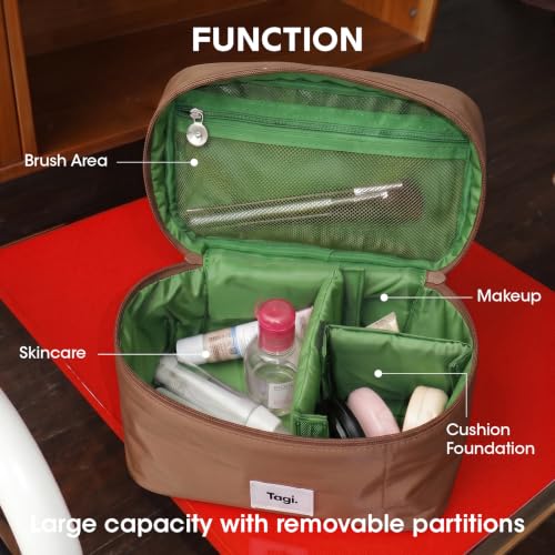 Large Capacity Travel Makeup Bag with Dividers Waterproof Cosmetic Organizer for Women