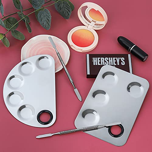 Stainless Steel Makeup Palette Set - 2 Pieces with Spatula Tools