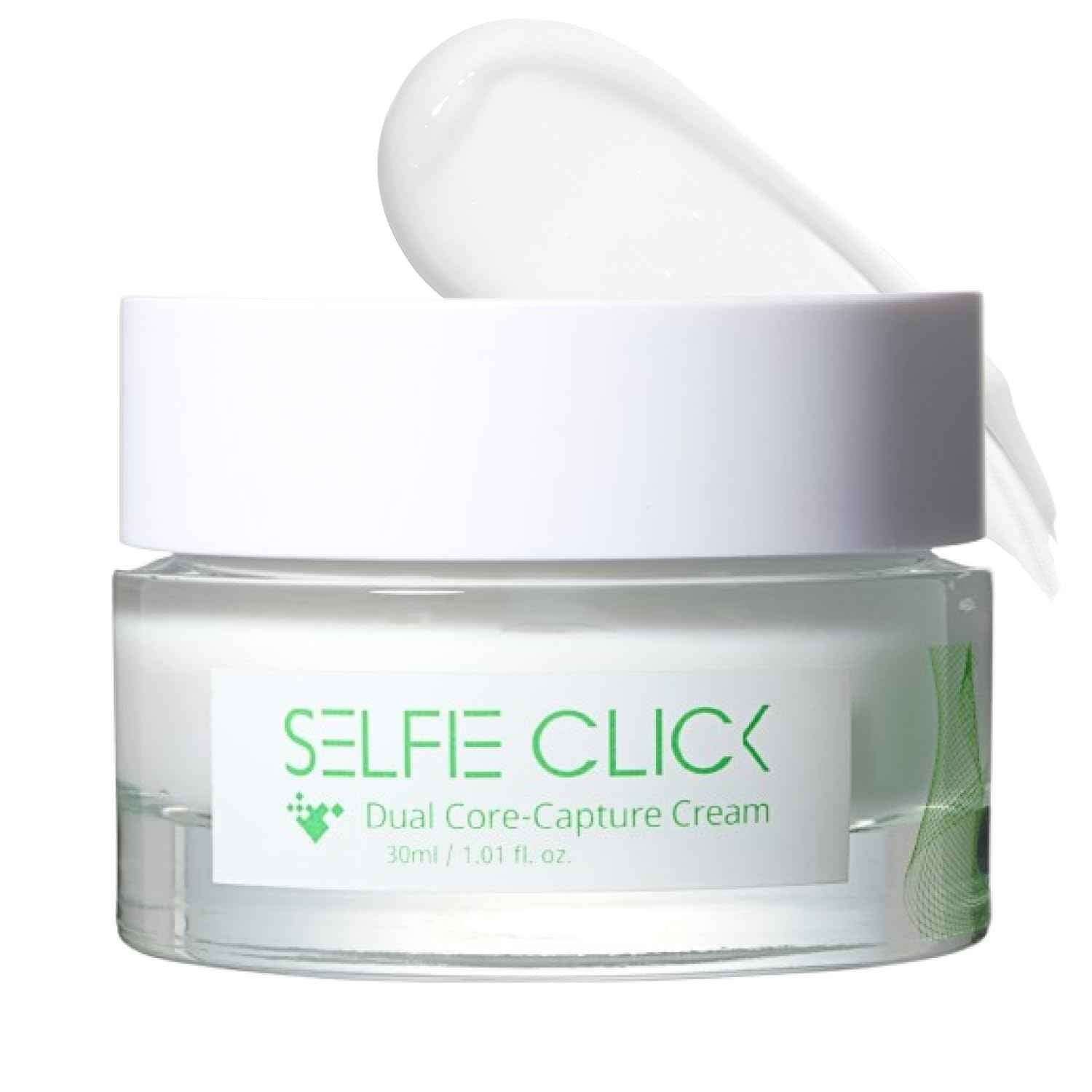 SELFIE CLICK Dual Core Deep Collagen Cream, Niacinamide, Ceramide & Hydrolyzed Collagen for Glowing & Lifted Skin, Hydrating & Firming Moisturizer, Korean Skin Care (1.01 Fl Oz / 30ml)