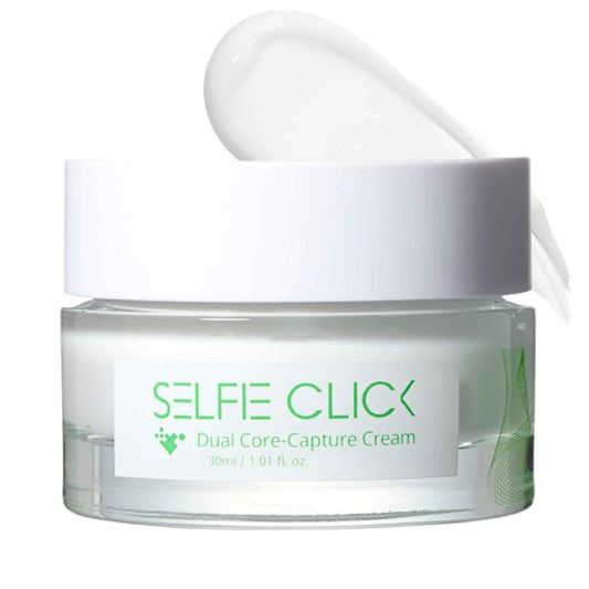 SELFIE CLICK Dual Core Deep Collagen Cream, Niacinamide, Ceramide & Hydrolyzed Collagen for Glowing & Lifted Skin, Hydrating & Firming Moisturizer, Korean Skin Care (1.01 Fl Oz / 30ml)