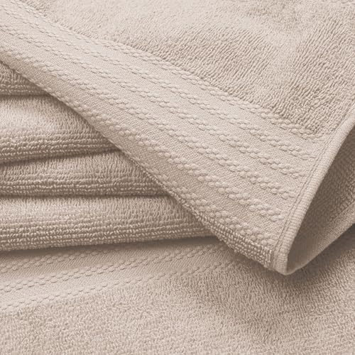 GLAMBURG Tan 8-Piece Ultra Soft Cotton Towel Set with Oversized Bath & Hand Towels