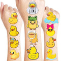 8 Sheets (96PCS) Rubber Duck Temporary Tattoos ? Baby Shower & Birthday Party Decorations, Cute Duck Themed Supplies, Stickers, Favors for Kids Girls Boys Classroom Prizes