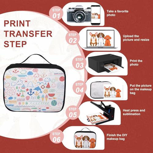 6pcs Sublimation Blanks Makeup Bag,Sublimation Blanks Cosmetic Bag Makeup Bag Bulk Travel Toiletry Bag With Zipper Pouch Insulated Lunch Bag Heat Transfer Removable Sublimation Bags for DIY Craft