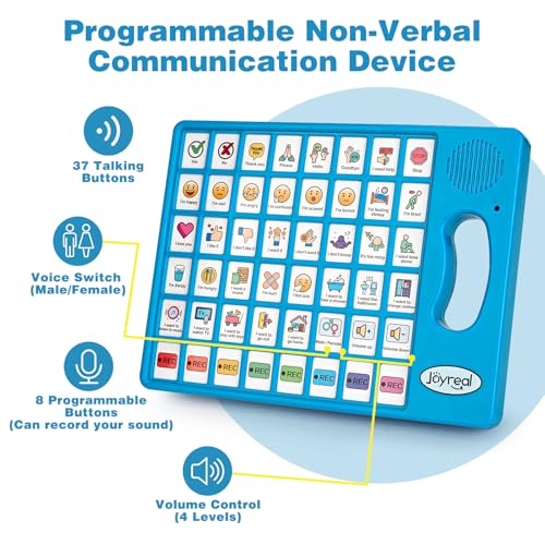 Joyreal Blue AAC Communication Device for Autism & Speech Therapy with 8 Programmable Buttons