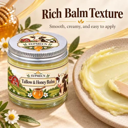Tallow and Honey Face Moisturizer Balm for Dry Skin - Natural Hydrating Skincare