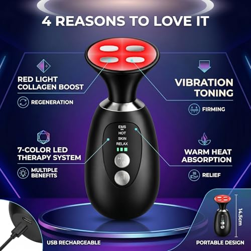 3-in-1 Facial Massager with LED Light & Heating Function