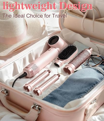 Dryhsip 5-in-1 Air Styler Curling & Drying Kit - Pink/Gold