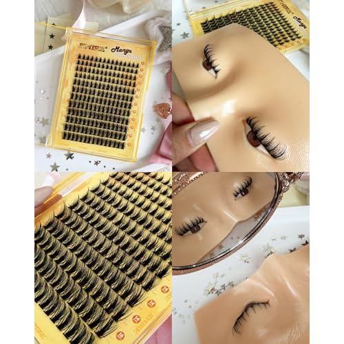 JIMIRE Natural Lash Clusters Kit Lash Extension Kit with Lash Bond and Seal 180Pcs Anime Eyelash Clusters D-Curly Wispy Manga Lash Clusters 8-16MM Cluster Eyelash Extensions Kit Individual Lashes Pack