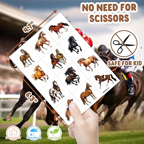 96 PCS Horse Temporary Tattoos for Party Favors