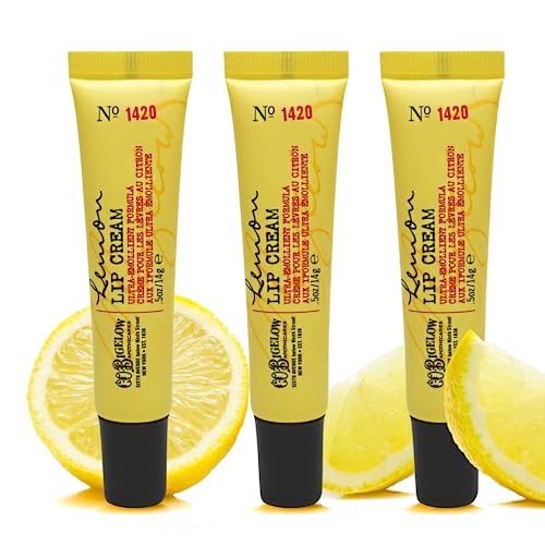 C.O. Bigelow Lemon Lip Cream Trio, Ultra-Emollient Formula with Shea Butter, 0.5 oz / 14g each, pack of 3