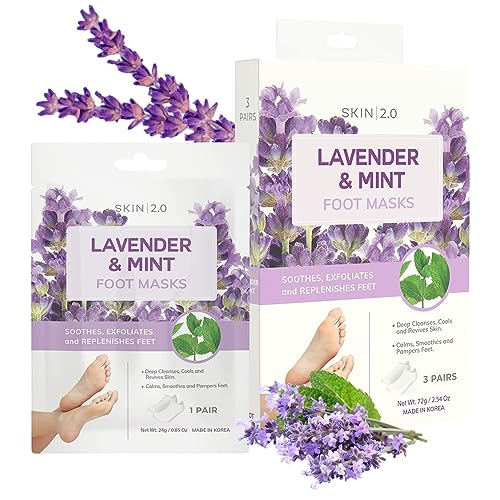 Skin 2.0 Lavender & Mint Foot Masks - Hydrating & Soothing Relief