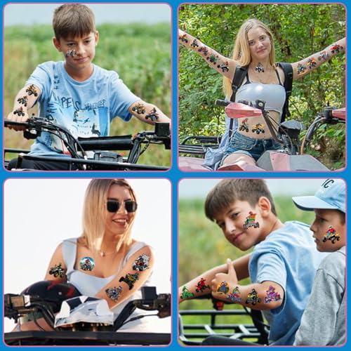 144 PCS Four Wheeler ATV Quad Bike Temporary Tattoos Stickers, Dirt Bike Party Favors ATV Birthday Party Decorations Supplies Gifts for Kids Teens Adults Boys Girls Classroom Rewards