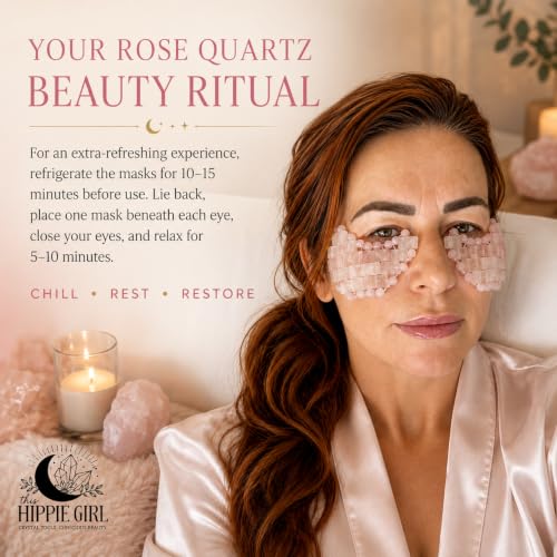 Boho Aromatic Rose Quartz Under Eye Masks - Reusable Cooling Facial Tools (2 Pieces)