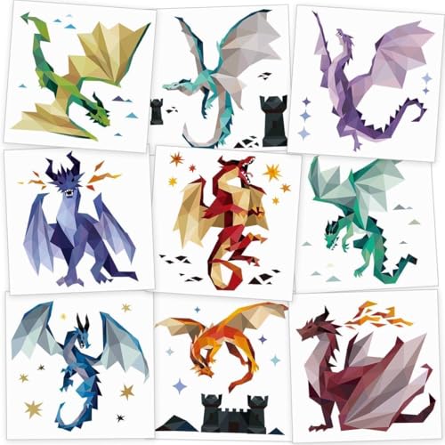 Dragon Temporary Tattoos - 108 Geometric Designs Party Favors
