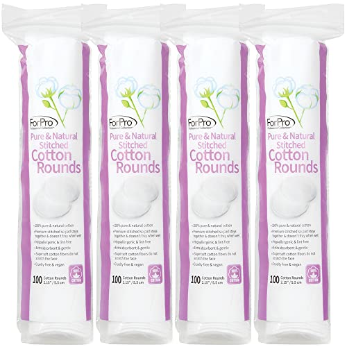 ForPro Cotton Rounds 400-Count - Lint-Free Makeup Remover Pads