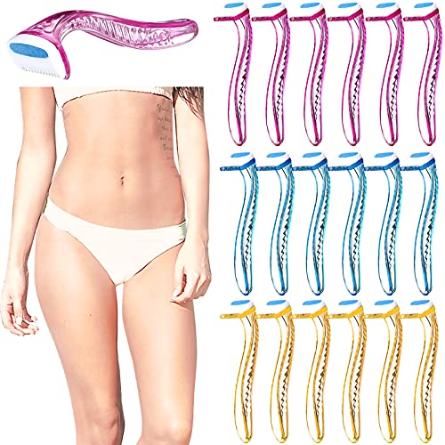 Honoson 16 Pcs Women's Disposable Bikini Razors, Sensitive Skin Shaving Kit with Protective Cover, Precision Trimmer for Beginners, Painless Hair Removal Travel & Gift Set(Rose Red, Blue, Yellow)