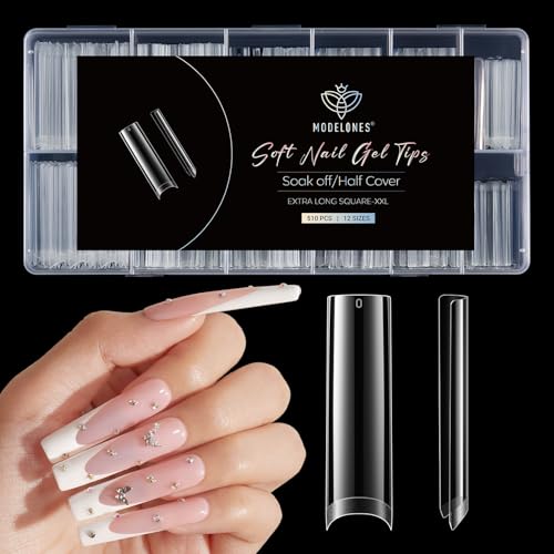 Modelones XXL Square Half Cover Nail Tips No C Curve 510pcs Fake Press Ons