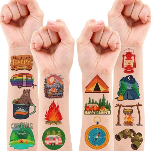 107 PCS Camping Temporary Tattoos for Kids | Party Favors