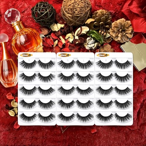 Eliace 15 Pairs 3D Wispy False Eyelashes - Reusable & Vegan