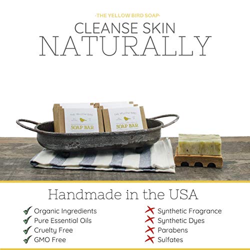 The Yellow Bird Peppermint Tea Tree Soap Bar. Made In USA with All Natural & Organic Ingredients. Pure Essential Oils. Sensitive Skin Body & Face Soap.