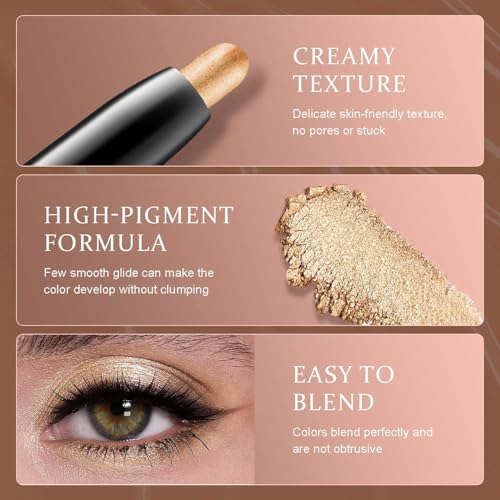 6Pcs Waterproof Eyeshadow Stick Set - Matte & Shimmer