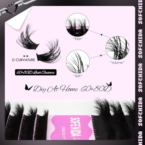 SOFENIDA 60D 80D Thick Lash Clusters 10-18mm DIY Eyelash