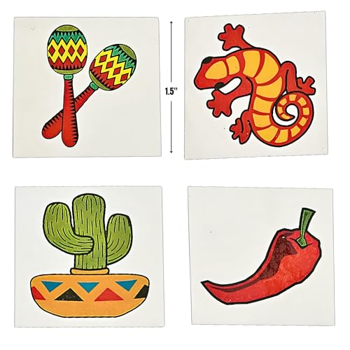 Fiesta Temporary Tattoos - 72 Pack Party Favors