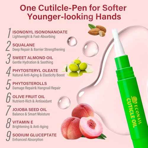 Cuticle Oil Pen x2 pcs, Nourishing Jojoba & Peach Scent for Enhanced Nail Growth and Strength, Portable Nail Oil Care £¨7mlx2£©