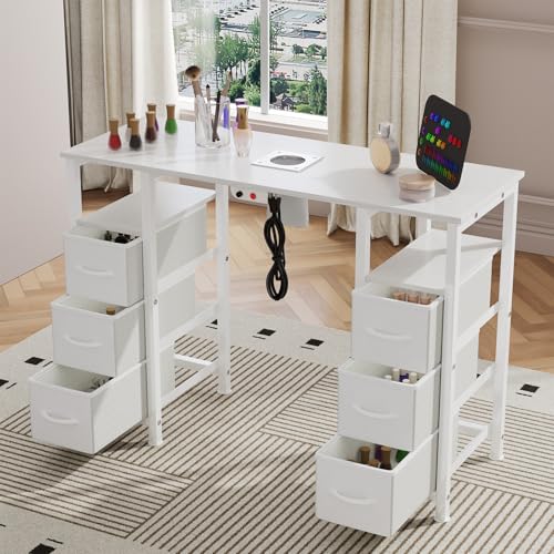 Manicure Table with Electric Dust Collector & 6 Drawers