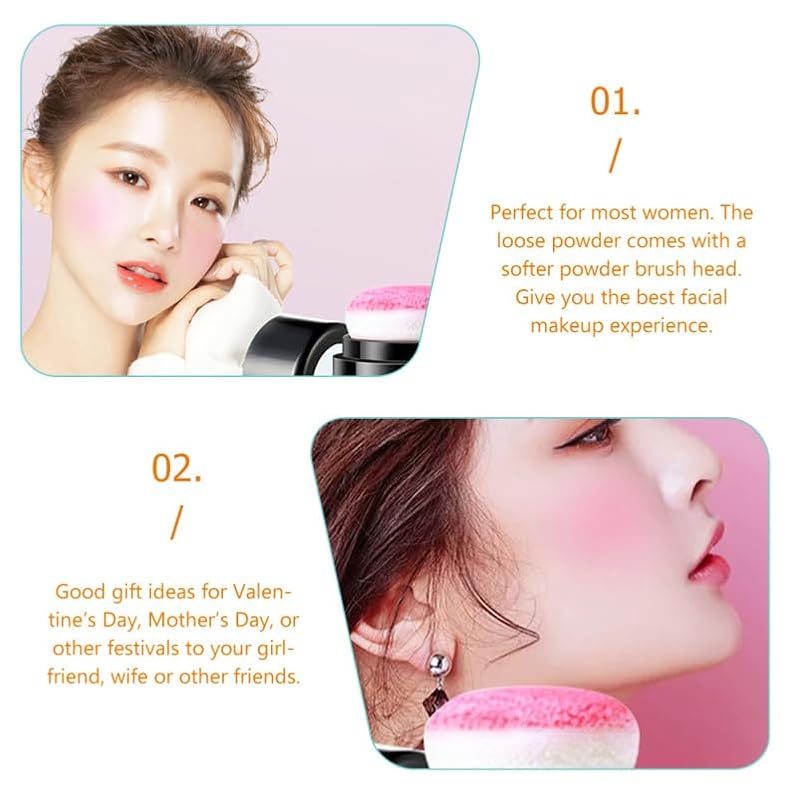 Loose Powder Blush with Puff - Coral Red Shimmer