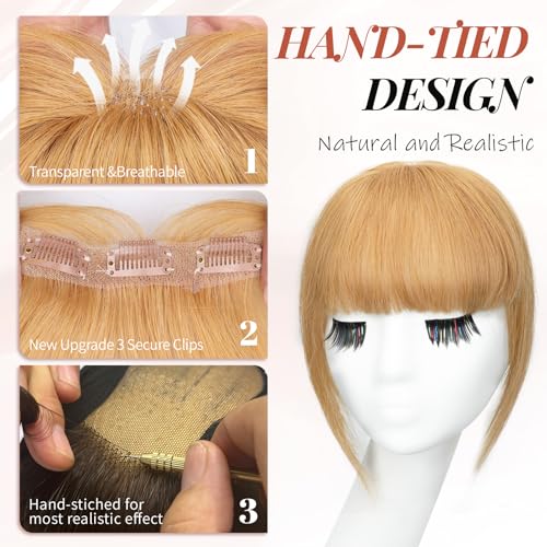Clip-In Human Hair Bangs with 3 Non-Slip Clips