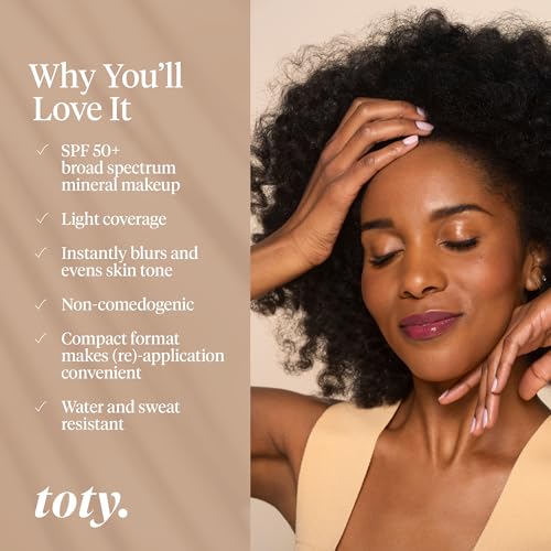 Toty by Sofia Vergara - Ilumina CC Creamy Compact SPF 50+ Mineral Broad Spectrum Sunscreen for Face - Tinted Blurring Balm SPF- Matte, Light Coverage - Water & Sweat Resistant - All Skin Types - 1C