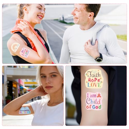 Christian Temporary Tattoos - 192 Piece Set with Bible Verses