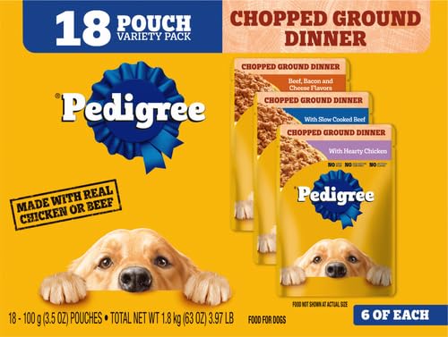 PEDIGREE Adult Canned Wet Dog Food Chopped Ground Dinner Variety Pack (18) 3.5 oz. Cans