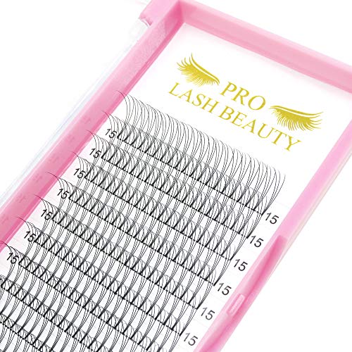 Premade Fans Eyelash Extensions 3D-D-0.07-15 Short Stem Premade Volume Eyelash Extensions 3D 5D 7D Volume Lash Extensions 9 to 20 mm Pre made Lash Fans C D Curl .07 .10(3D-D-0.07,15mm)