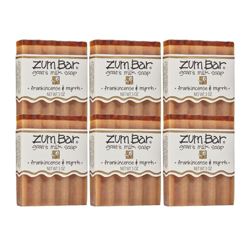 Zum Indigo Wild Goat's Milk Soap Bar - Bar Soap for Hands & Body Made with Essential Oils - 3 oz - Frankincense & Myrrh (6 Pack)