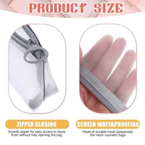3 Pcs Mesh Makeup Brush Bag, Nylon Mesh Zipper Pouch Bags Portable Mesh Zipper Pouch Bags Mesh Makeup Bags with Zipper Mesh Makeup Brush Pouch for Travel Office Home Accessories