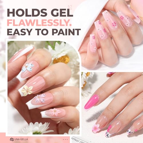 UNA GELLA Medium Coffin Nail Tips 504Pcs, 12 Sizes – Pre-Buffed, Half Matte
