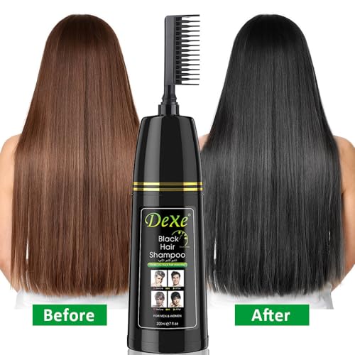 Amzfly Black Hair Shampoo - 3-in-1 Natural Hair Color, Nourishing & Ammonia-Free, 200ml