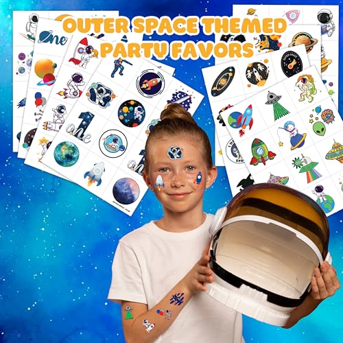 96 Pc Pre-Cut Astronaut Temporary Tattoos for Kids