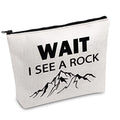 PWHAOO Geology Zipper Pouch Bag Wait I See A Rock Cosmetic Bag Rock Collector Makeup Bag Geology Teacher Gift (WAIT B)