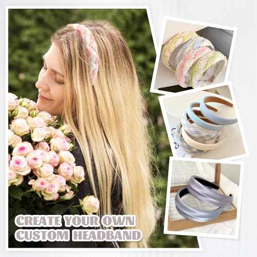 Lawie 20 Pack Black Satin Cloth Fabric Covered Wide Plastic Headbands DIY Crafting Plain Base Head Bands Hard Hairbands (Black B, Width: 2 cm / 0.8")