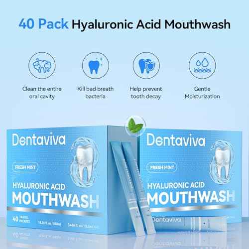 Travel Size Mouthwash ? 40 Individual Packets ? Dry Mouth Relief Strips with Hyaluronic Acid & Probiotics ? Alcohol, Fluoride & Gluten Free ? Xylitol Cavity Prevention | Travel Oral Care