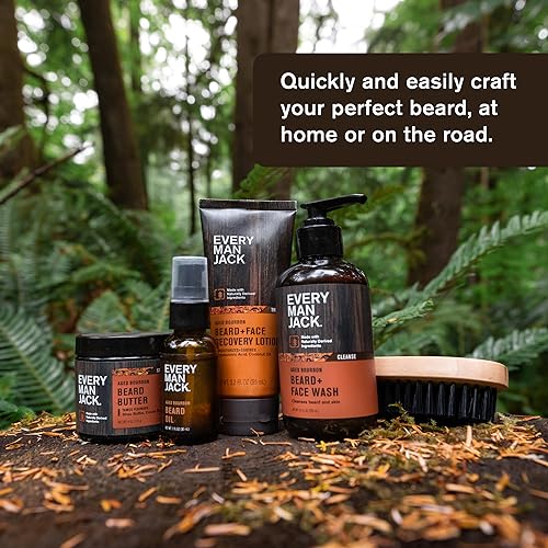 Every Man Jack Beard Grooming Tool Gift Set for Men ? Includes Dual-Tooth Comb, Beard Brush, Stainless Steel Shears & Mini Comb ? Travel Friendly & Perfect for Daily Maintenance