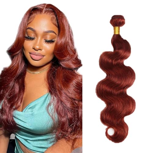 Reddish Brown Body Wave Human Hair Bundle - 34 Inch 8A Remy