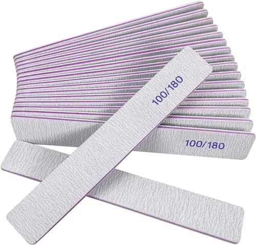 12 Pcs Nail Files Set - 100/180 Grit Double-Sided Emery Boards Square