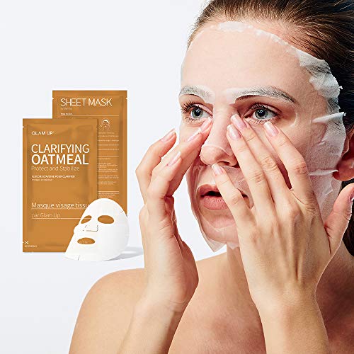 GLAM UP Sheet Mask Clarifying Oatmeal (10 sheets) - Smooths Skin Texture