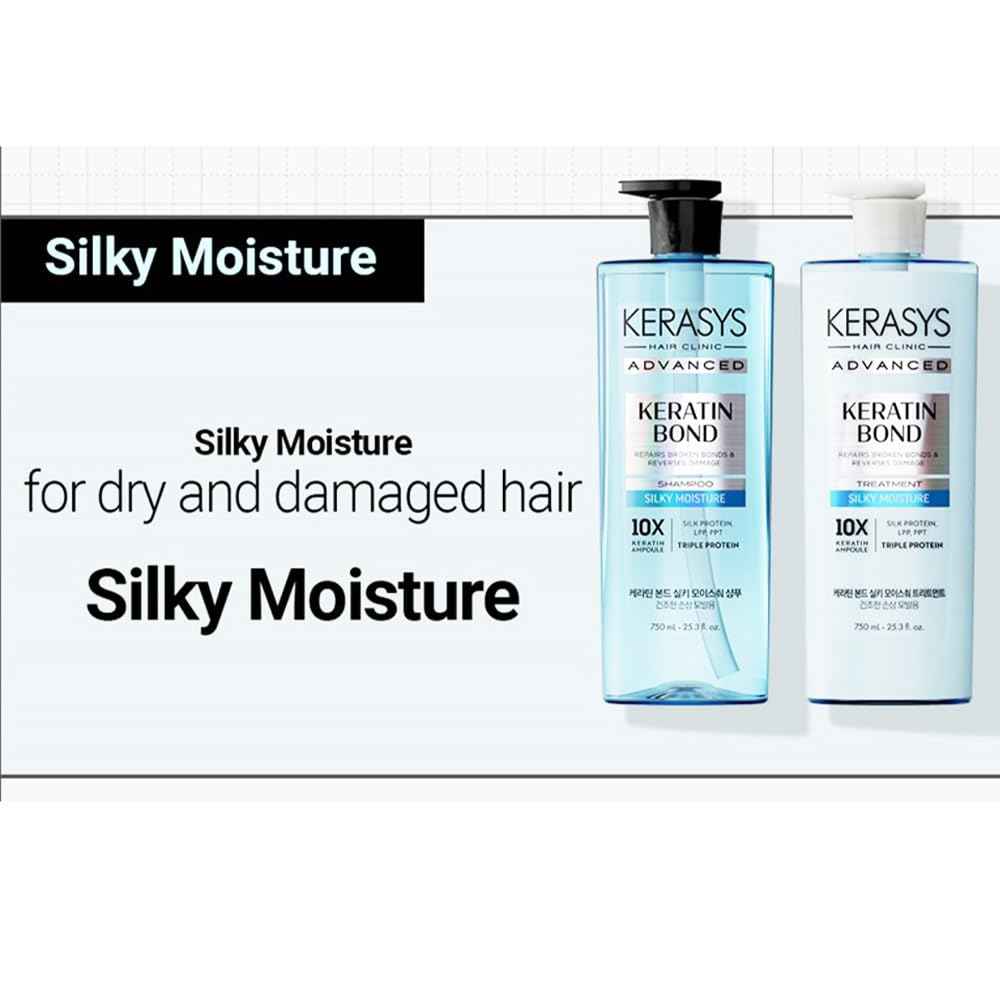 Kerasys Advanced Keratin Bond Shampoo and Treatment Set 20.2 fl oz / 600 ml (Silky Moisture)